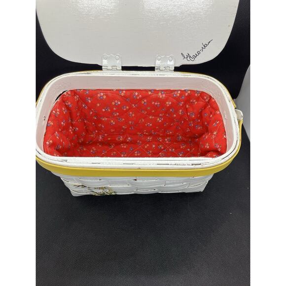 Vintage Unique Painted Purse Picnic Basket Signed Caro Nan Floral See Photos - Picture 9 of 16